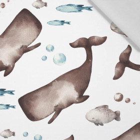 BROWN WHALES (THE WORLD OF THE OCEAN)  - Cotton woven fabric