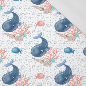 WHALES / bubbles (MAGICAL OCEAN) / white - single jersey with elastane 
