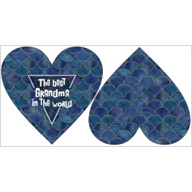 DECORATIVE PILLOW HEART - The best grandmother in the world / FISH SCALES