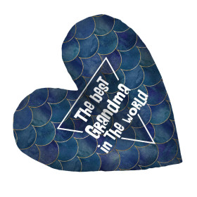 DECORATIVE PILLOW HEART - The best grandmother in the world / FISH SCALES