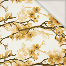 CHERRY BLOSSOM pat. 1 (gold) - viscose woven fabric