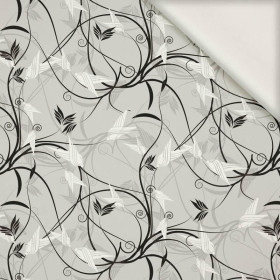 LEAVES pat. 1 (grey) - viscose woven fabric