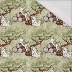 FOREST UNICORNS pat. 2 / green  - Waterproof woven fabric
