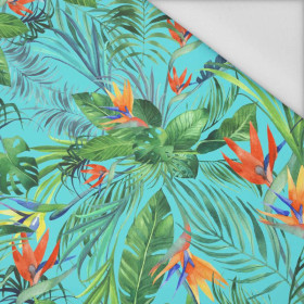 PALM LEAVES pat. 4 / light blue - Waterproof woven fabric