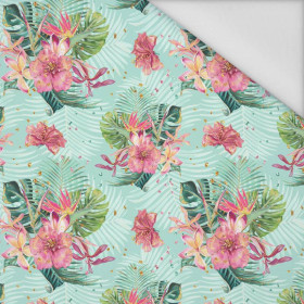 TROPICAL BOUQUET / mint - Waterproof woven fabric