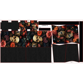 XL bag with in-bag pouch 2 in 1 - FLOWERS AND SKULL - sewing set