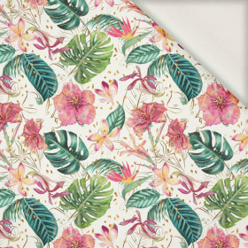 TROPICAL JUNGLE / white - viscose woven fabric