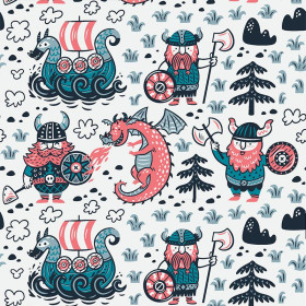 VIKINGS / white - Cotton woven fabric