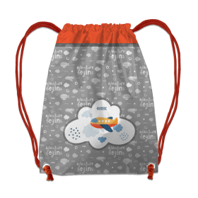 GYM BAG - PLANES pat. 2 / white (ADVENTURE BEGINS) - sewing set