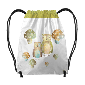 GYM BAG - OWLS AND FLY AGARICS (FOREST ANIMALS) - sewing set