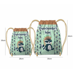 GYM BAG - RACCOONS Pat. 2 / green EN / Choice of sizes