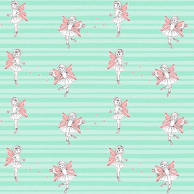 FAIRIES / mint - Cotton woven fabric