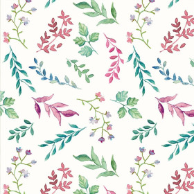 COLORFUL HERBARIUM / white - Viscose jersey WE210