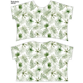 FLIMSY OVERSIZE BLOUSE "ELENA" - TROPICAL LEAVES pat. 3 / white (JUNGLE) - sewing set