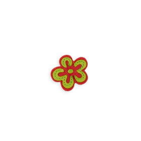 Embroidered flower red-green