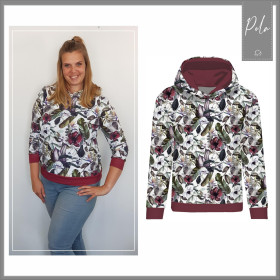CLASSIC WOMEN’S HOODIE (POLA) - COMIC BOOK / ooops (purple - red) - looped knit fabric 
