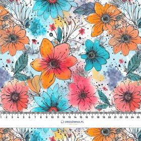 WATER-COLOR FLOWERS pat. 5 - Linen 100%