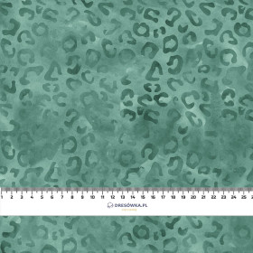 SPOTS / modern mint (SNOW LEOPARDS) - looped knit fabric