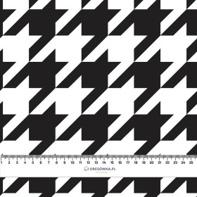 BLACK HOUNDSTOOTH (big) / WHITE - looped knit fabric