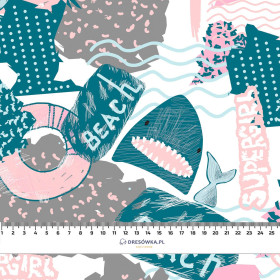 GRAFFITI SHARKS / white - Cotton woven fabric