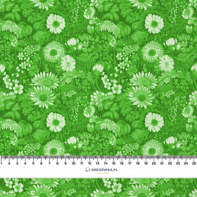LIME GREEN / FLOWERS - Satin