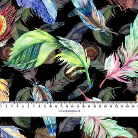 PEACOCK FEATHERS / black - Cotton woven fabric