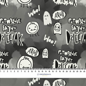 POTWORNIE FAJNY DZIECIAK / black (SCHOOL DRAWINGS) - Viscose jersey