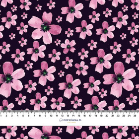 PINK FLOWERS PAT. 5 / black - Waterproof woven fabric
