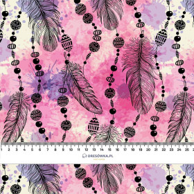 PINK FEATHERS AND BEADS - viscose woven fabric