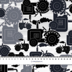 TRACTORS / gray - Cotton woven fabric