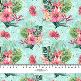 TROPICAL BOUQUET / mint - viscose woven fabric