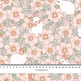 HARES ON FLOWERS - Cotton woven fabric