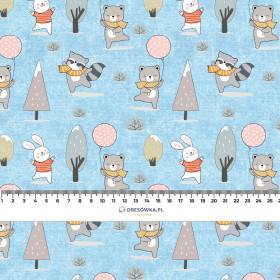 WINTER PARTY PAT. 2 (WINTER FUN) / ACID WASH LIGHT BLUE - Cotton woven fabric