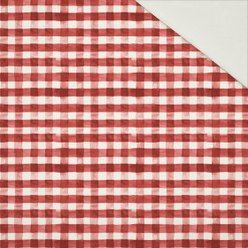 MINI VICHY GRID / red (CHECK AND ROSES) - Cotton drill