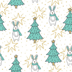 HARES WITH CHRISTMAS TREES / white