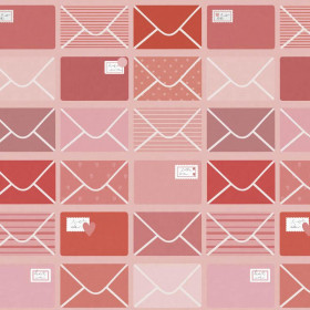 VALENTINE'S LETTERS pat. 2 / pink (BEARS IN LOVE)