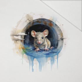 WATERCOLOR RAT - panel (60cm x 50cm) Hydrophobic brushed knit