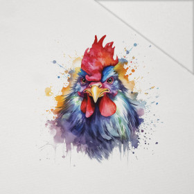 WATERCOLOR ROOSTER - panel (60cm x 50cm) Hydrophobic brushed knit