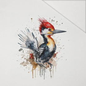 WATERCOLOR WOODPECKER - panel (60cm x 50cm) Hydrophobic brushed knit