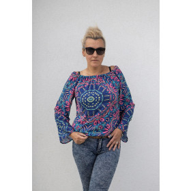 Bardot neckline blouse (SOFIA) - MANDALA pat. 2 - sewing set