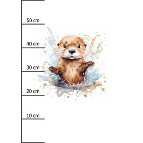WATERCOLOR BABY OTTER - panel (60cm x 50cm) Hydrophobic brushed knit