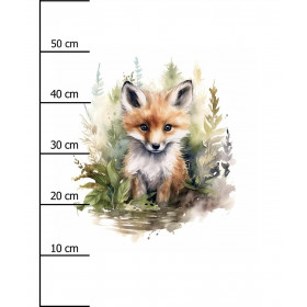 WATERCOLOR FOX - panel (60cm x 50cm) Hydrophobic brushed knit