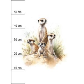 WATERCOLOR MEERKAT -  PANEL (60cm x 50cm) brushed knitwear with elastane ITY