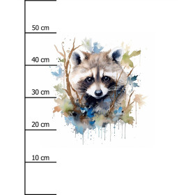 WATERCOLOR RACCOON pat. 1 - panel (60cm x 50cm) Hydrophobic brushed knit