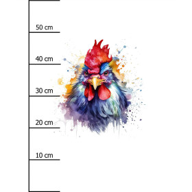 WATERCOLOR ROOSTER - panel (60cm x 50cm) looped knit