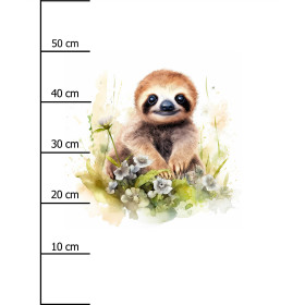 WATERCOLOR SLOTH - panel (60cm x 50cm) looped knit