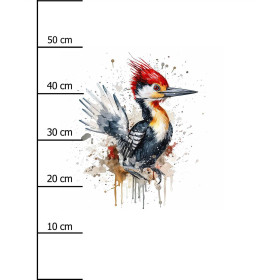 WATERCOLOR WOODPECKER - panel (60cm x 50cm) looped knit