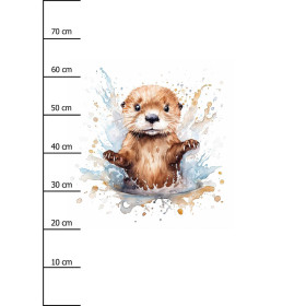 WATERCOLOR BABY OTTER - panel (75cm x 80cm) Hydrophobic brushed knit