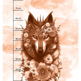 FANTASY WOLF / peach fuzz - panel (75cm x 80cm) Waterproof woven fabric