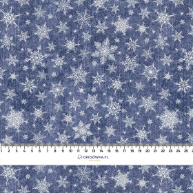 SNOWFLAKES PAT. 2 / ACID WASH DARK BLUE- Upholstery velour 